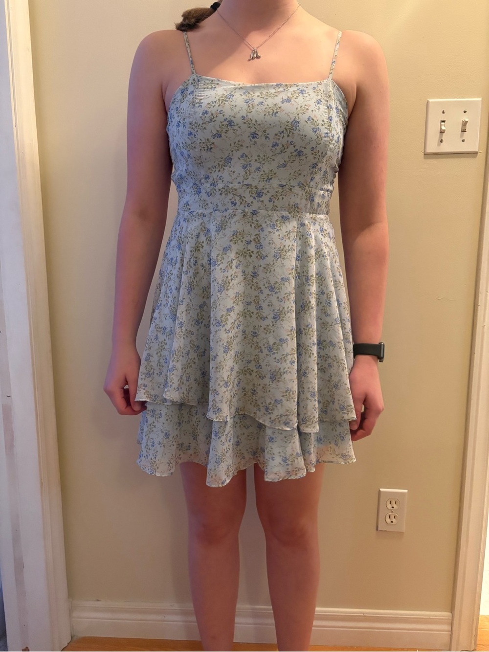 Lovely Day Pastel Blue Floral Tiered Mini Dress